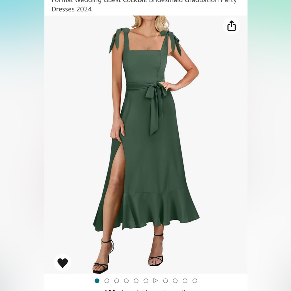 Square neck ruffle midi dress